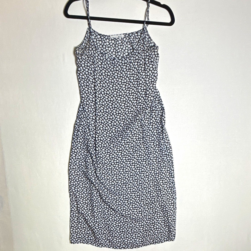 Reformation Jeans Floral Cowl Neck Slip Midi Dress XS Black White 90s Minimalist